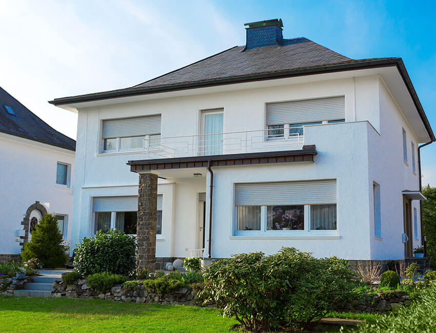 White two-story home